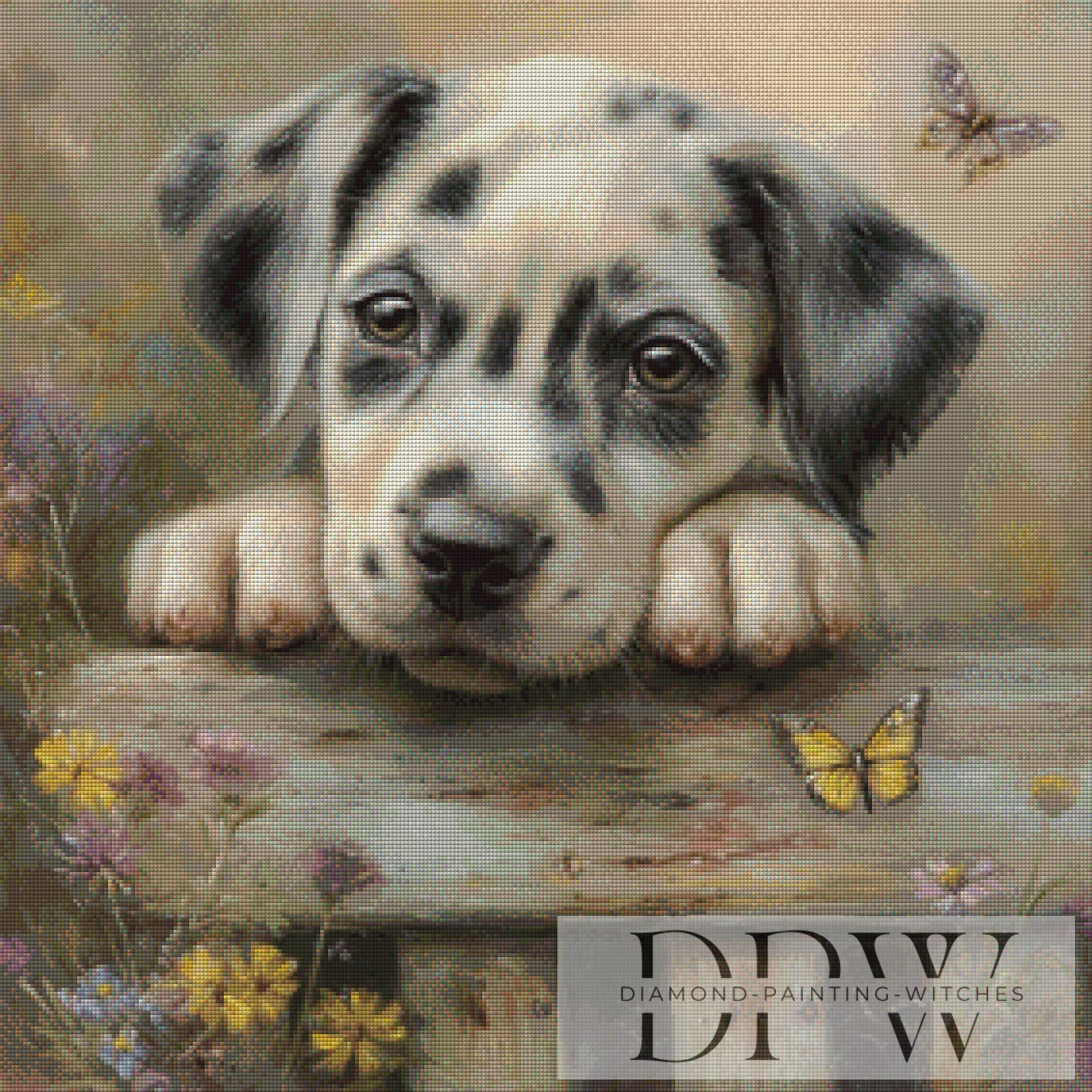 Hundeblick by CleoDora 70x70cm mit 80 Farben DPW-6567