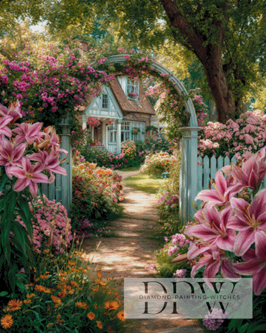 Cottage im Blütenmeer by Elly_A.I 80x100cm mit 310 Farben DPW-6569