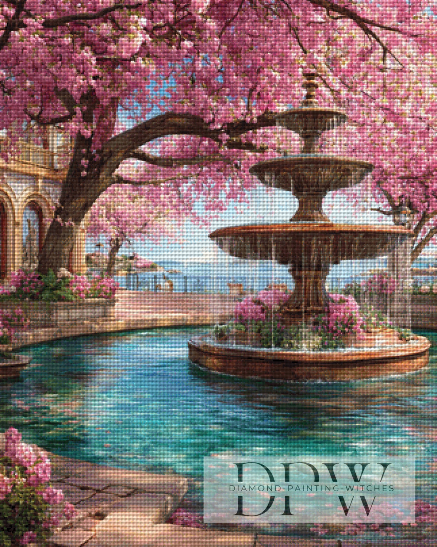 Der Brunnen unter den Blüten by Elly_A.I 75x100cm mit 300 Farben DPW-6573