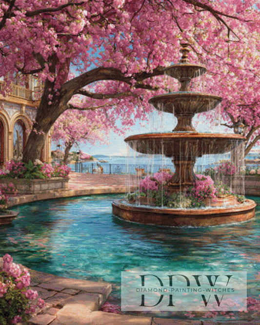 Der Brunnen unter den Blüten by Elly_A.I 75x100cm mit 300 Farben DPW-6573