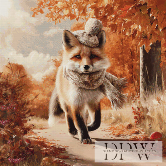Fuchs auf der Route by Lisa Morgan 90x90cm mit 130 Farben DPW-662
