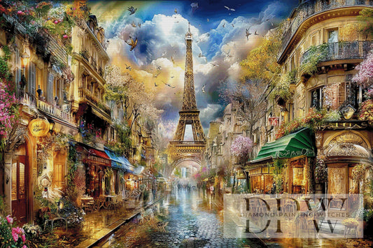 Die Straße ins goldene Paris by QN 150x100cm mit 340 Farben DPW-6634
