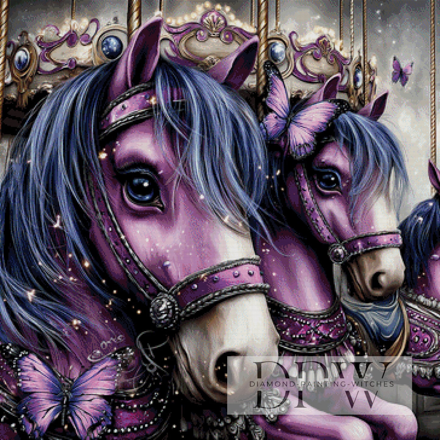 Purple horses by theA.art 90x90cm mit 160 Farben DPW-6695