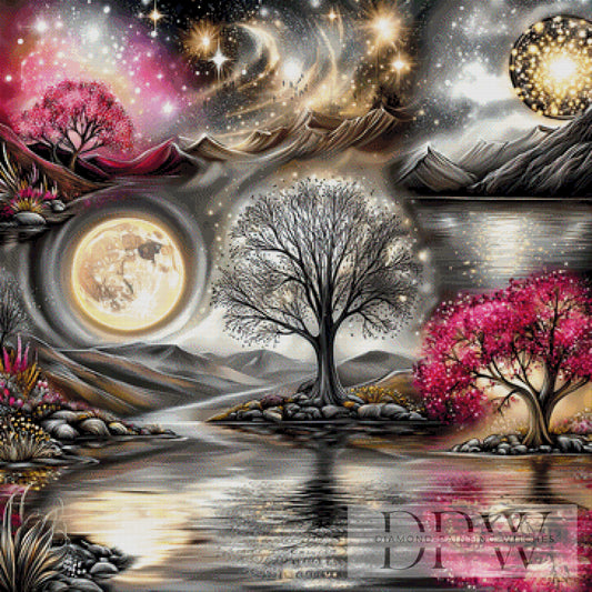 Mondsee der Träume by theA.art 90x90cm mit 240 Farben DPW-6711