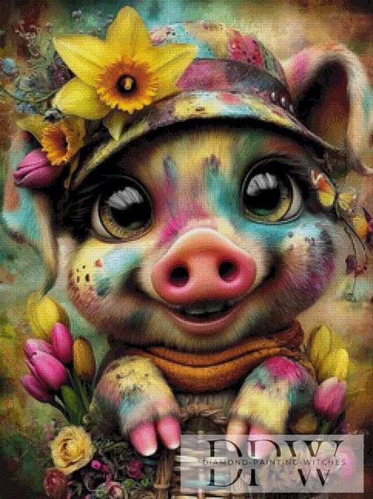 Frühlingsferkel by CleoDora 60x80cm mit 270 Farben DPW-705