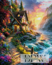Haus am Fluss by Elly_A.I mit 390 Farben **SOFORTKAUF** ECKIGE Steine
