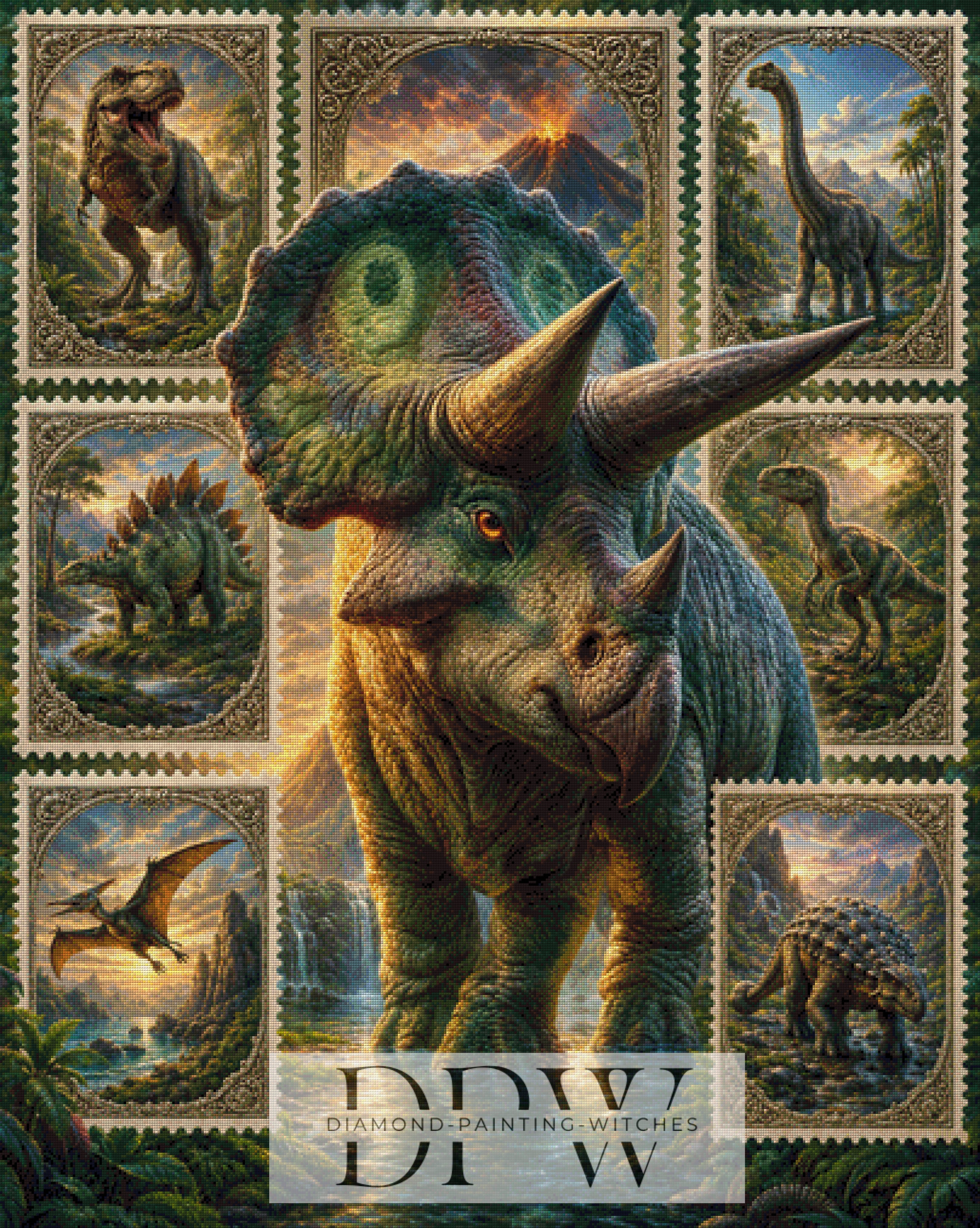 Briefmarken Dinosaurier VI by Elly_A.I  mit 220 Farben
