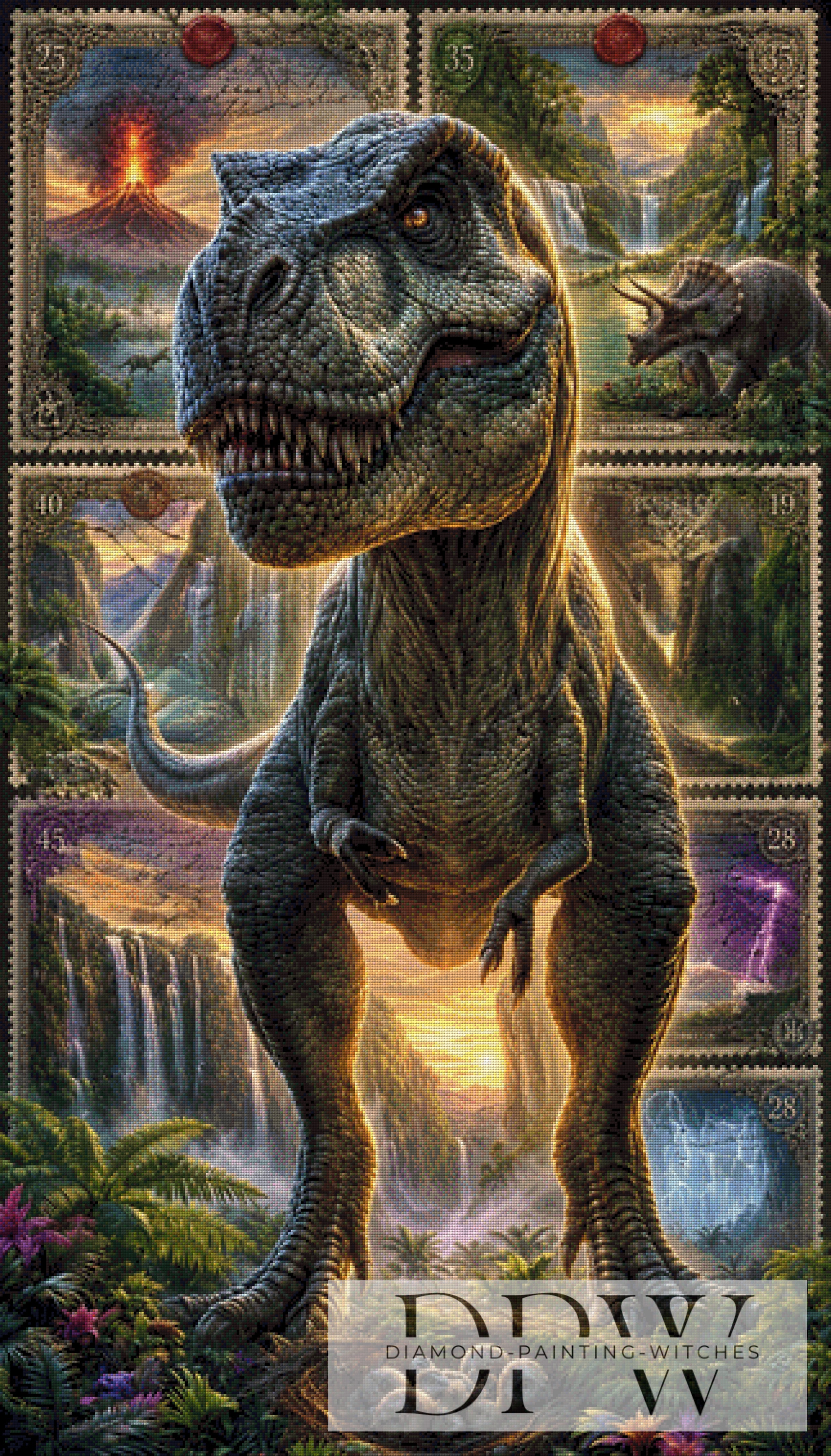Briefmarken Dinosaurier III by Elly_A.I  mit 250 Farben