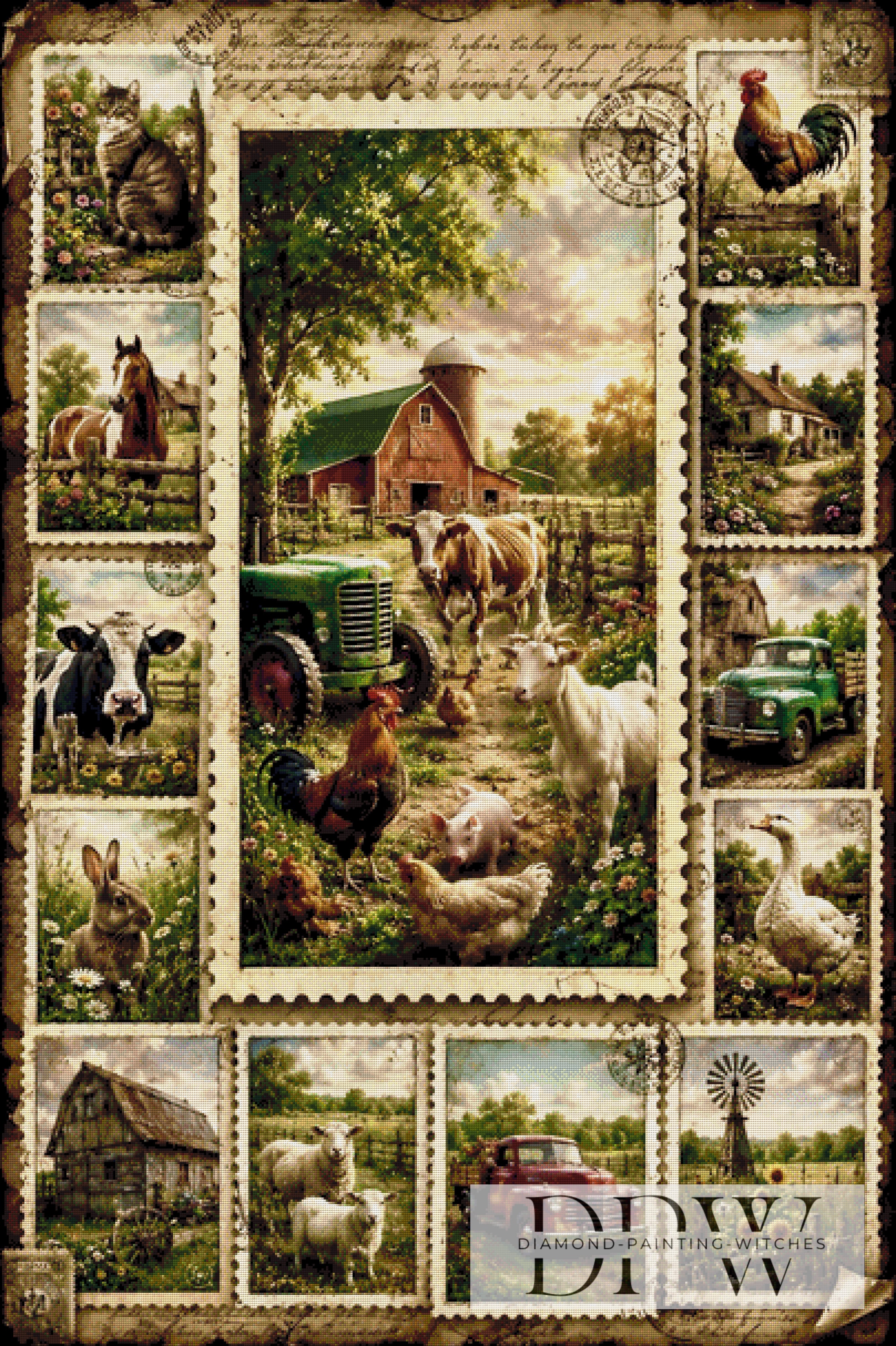 Briefmarken Bauernhof by Elly_A.I  mit 200 Farben