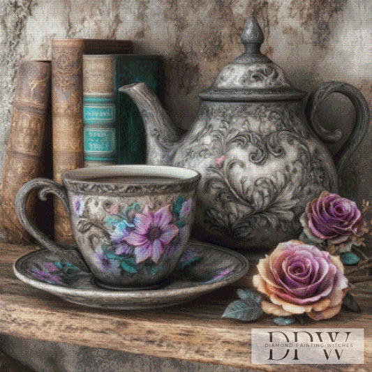 Teezeit by Sweet_Loco_AI 80x80cm mit 180 Farben DPW-750