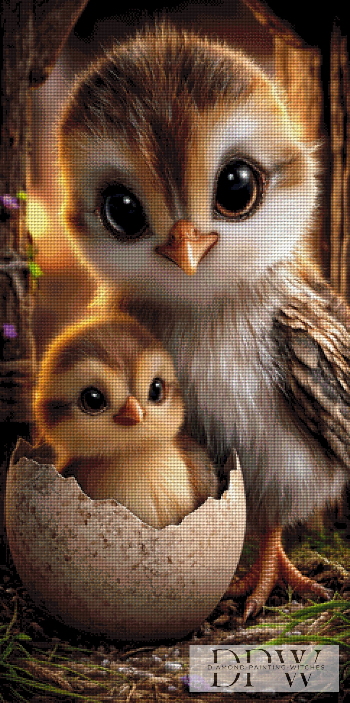Kükenmama by Sweet_Loco_AI 60x120cm mit 180 Farben DPW-752
