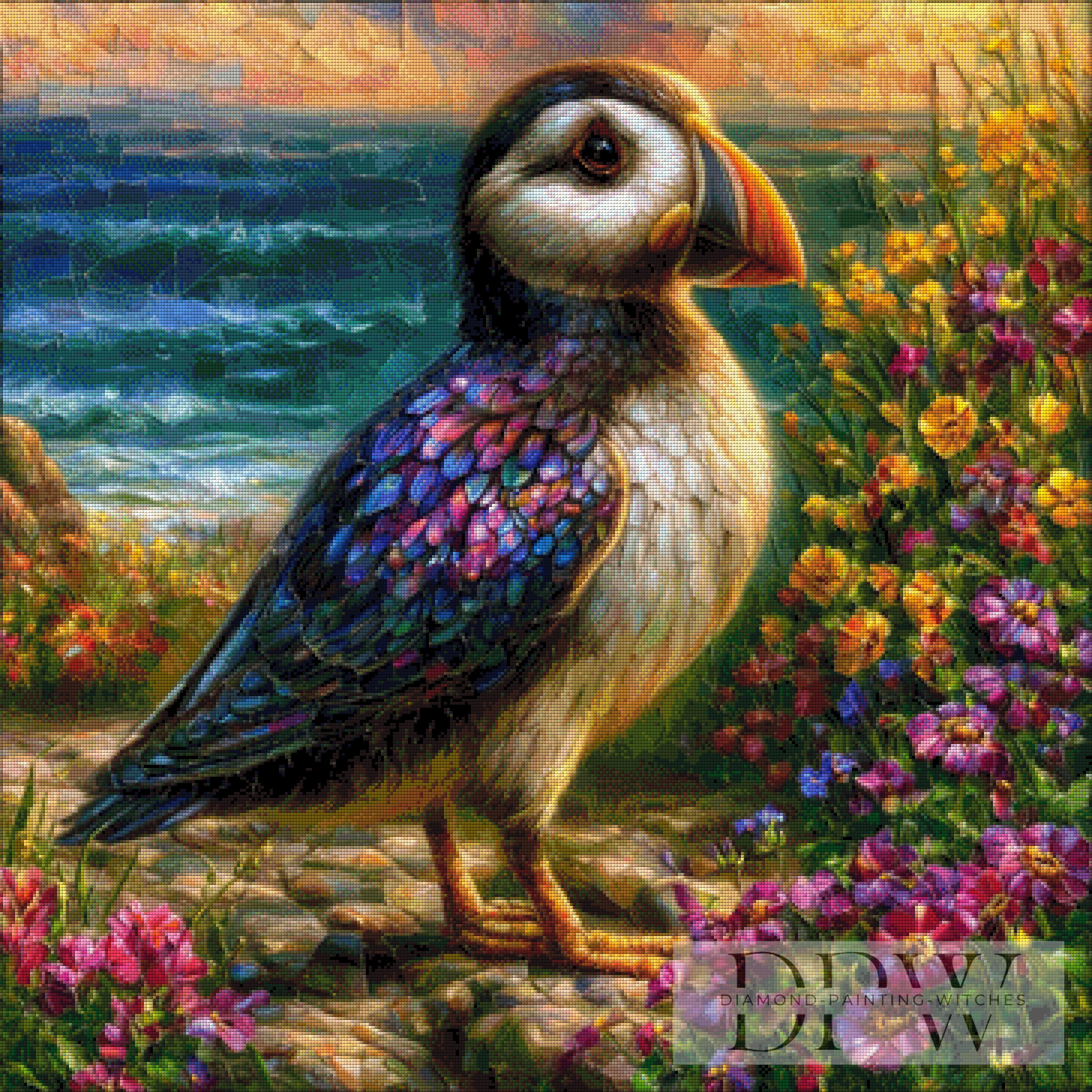 Mosaik Papageientaucher by CreatiVart mit 380 Farben
