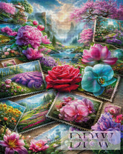 Briefmarken Blumen by Elly_A.I mit 400 Farben
