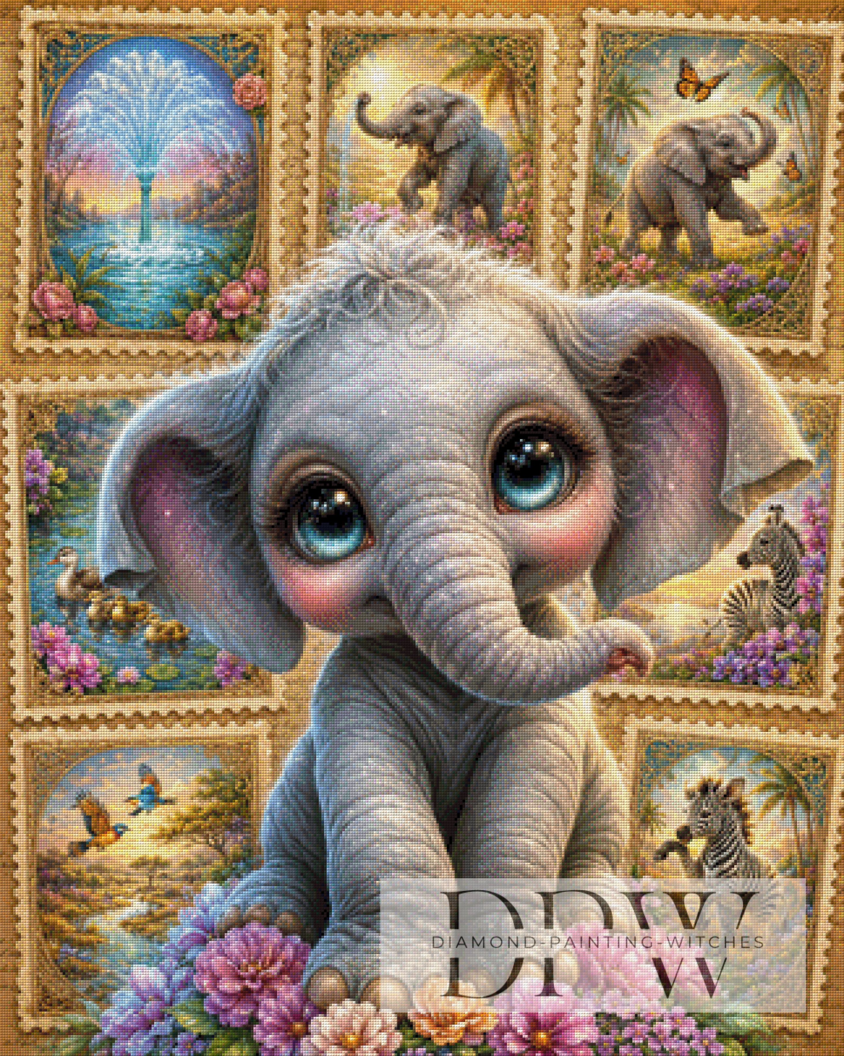 Briefmarken Elefant by Ellys_A.I mit 320 Farben