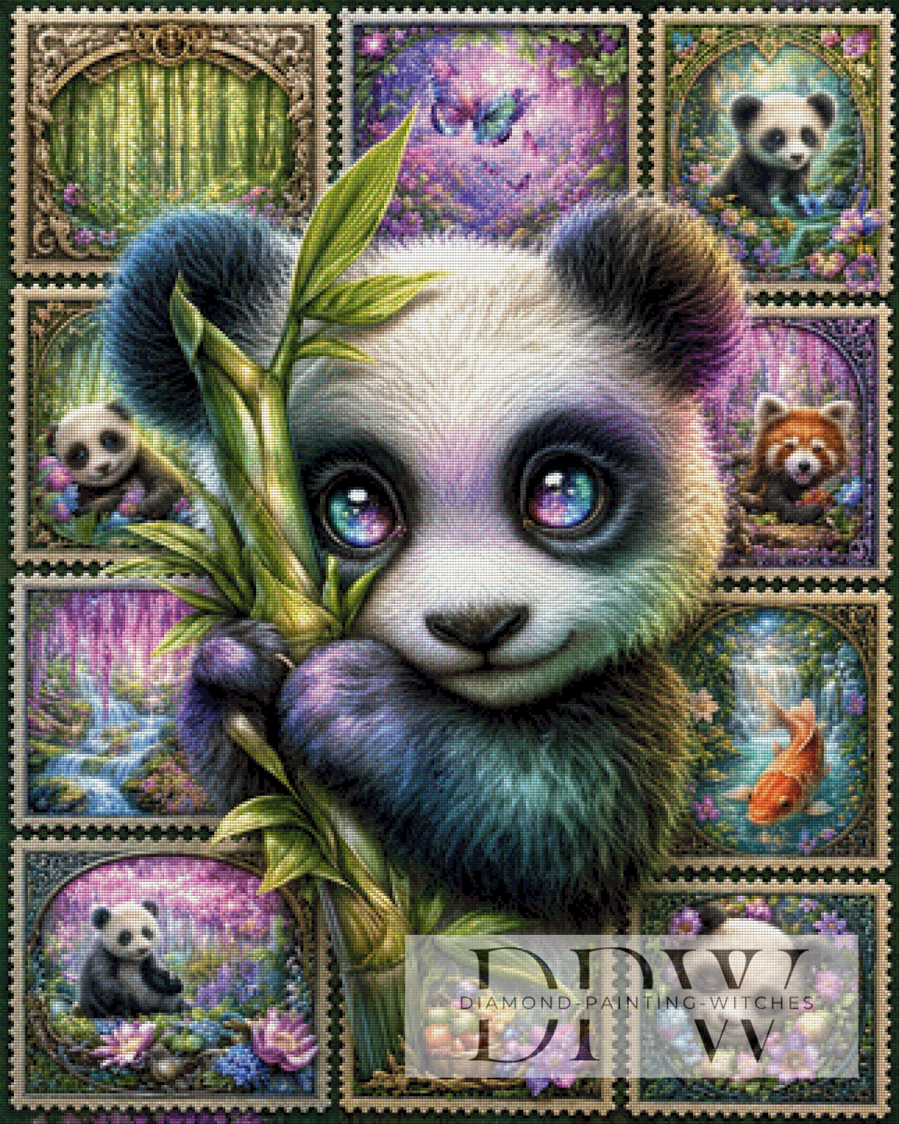 Briefmarken Panda by Elly_A.I mit 290 Farben