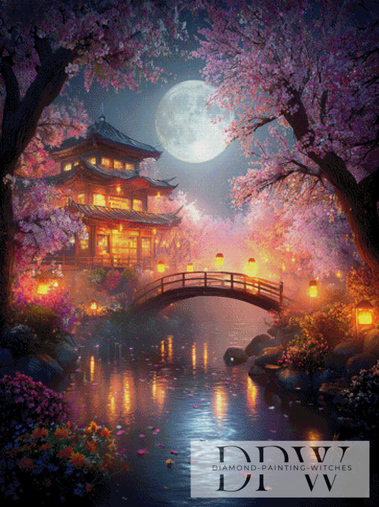 Kirschblütennacht by ellufija 90x120cm mit 300 Farben DPW-796
