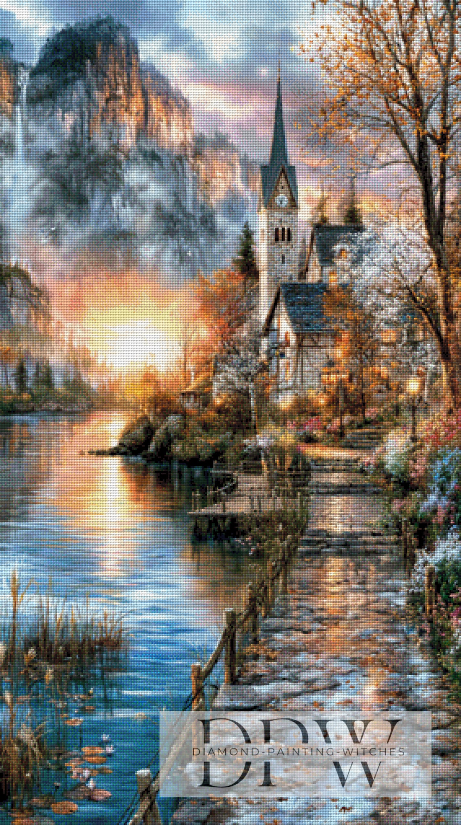Dorf am goldenen See by Elly_A.I mit 250 Farben