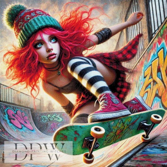 Skatergirl by Casalla Vendetta, 90x90cm mit 410 Farben DPW-812