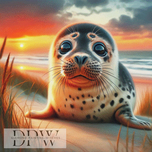 Robby am Strand by CreatiVart, 80x80cm mit 230 Farben DPW-814