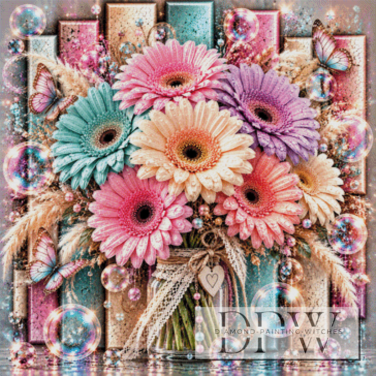 Panel Dreams - Bunte Gerberas by theA.art mit 360 Farben