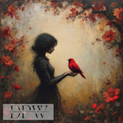 Frau mit Vogel by QN, mit 140 Farben