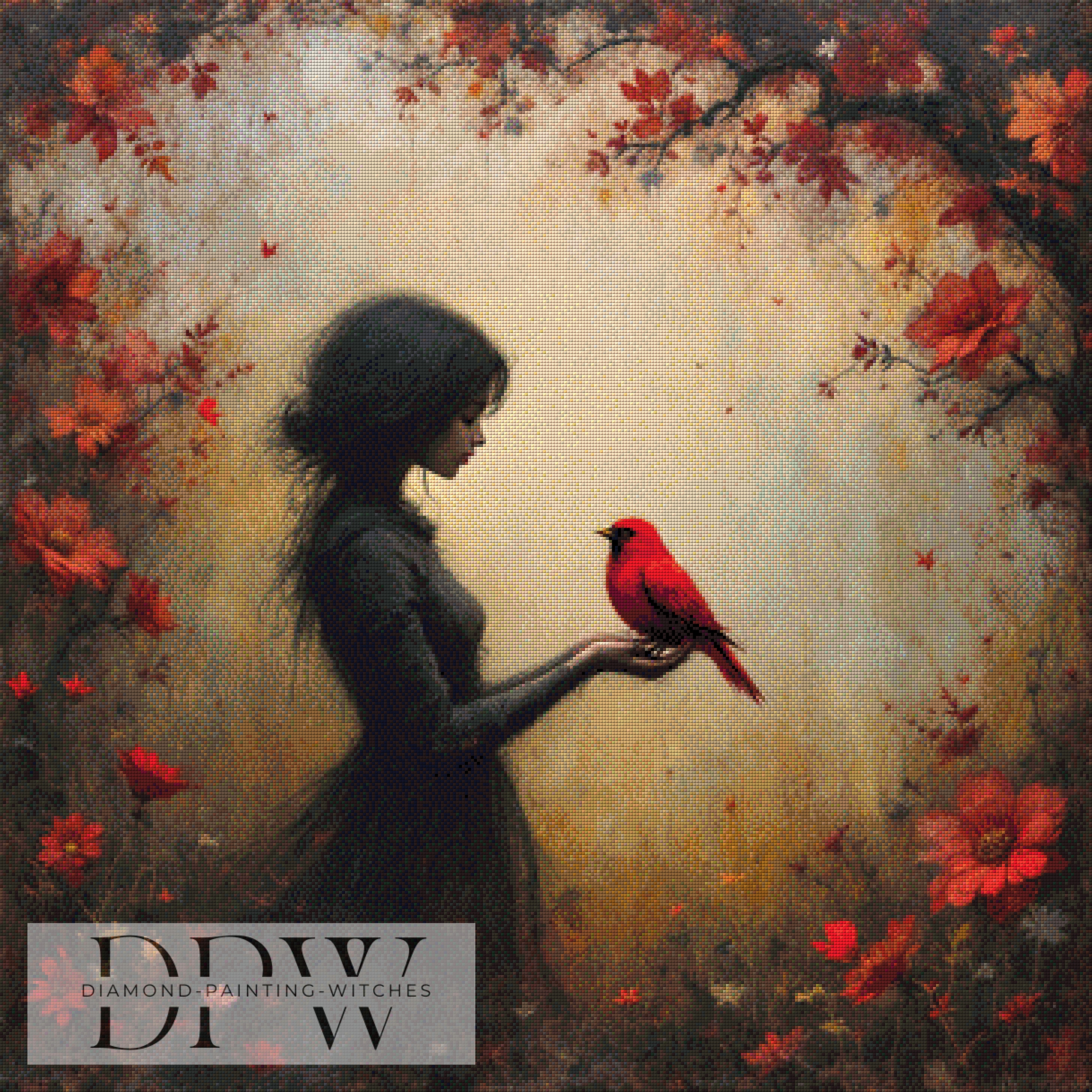 Frau mit Vogel by QN, mit 140 Farben