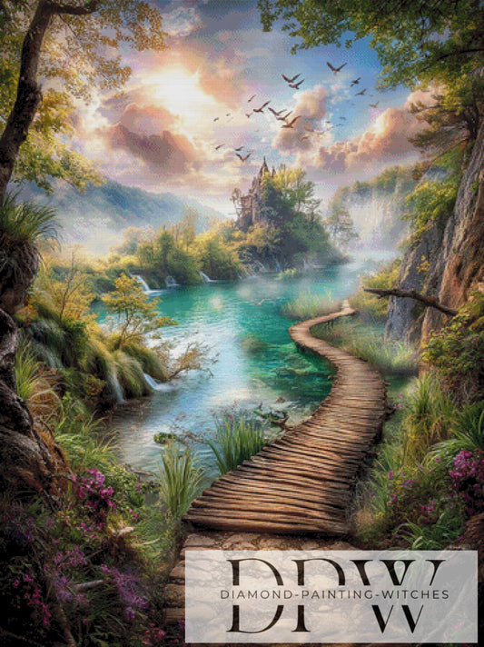DPW-906 Der Weg durch das Morgenlicht by Elly_A.I  90x120cm 270 Farben **SOFORTKAUF** ECKIGE Steine