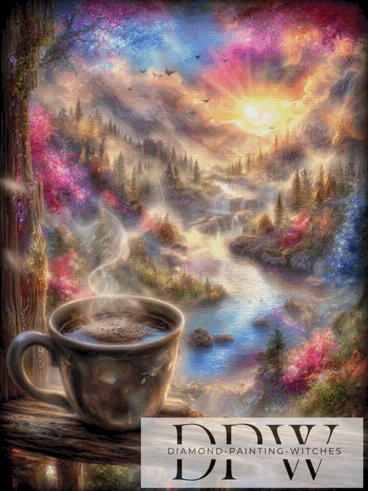 DPW-953 Morgens mit Kaffee by CreatiVart 75x100cm 270 Farben **SOFORTKAUF** ECKIGE Steine