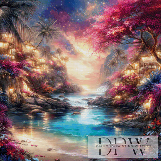 Idylle im Paradies by ellufija 100x100cm mit 330 Farben DPW-6403