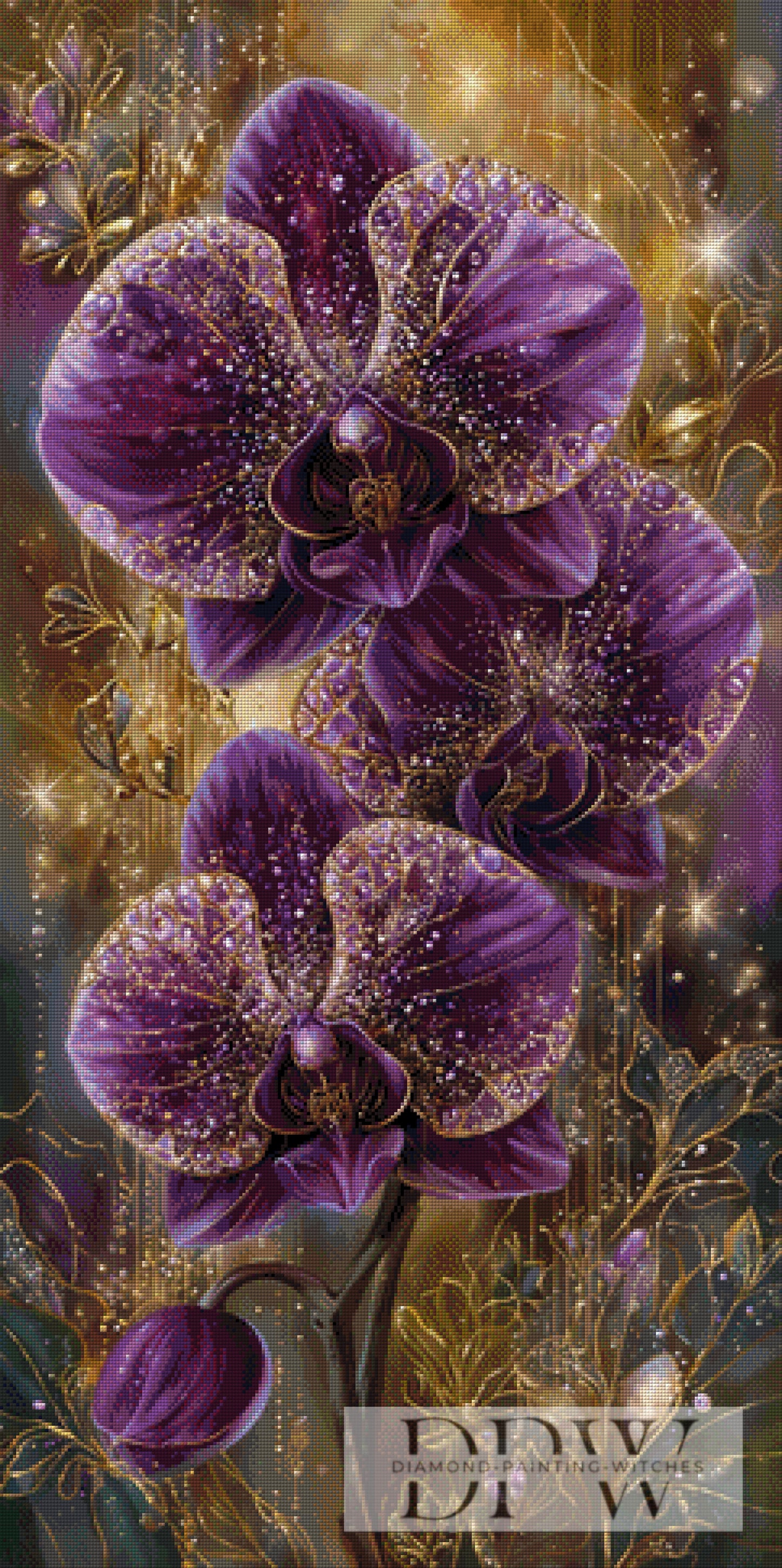 Orchids meets Gold by Pixxel Pics 60x120cm mit 165 Farben DPW-413