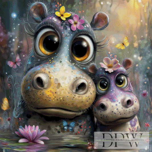 Blütenhippos by CleoDora mit 230 Farben