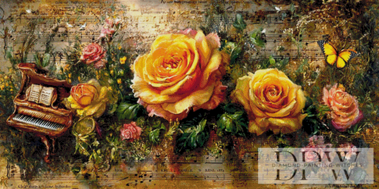 Yellow Roses Symphonie by Pixxel Pics 120x60cm mit 260 Farben  DPW-118