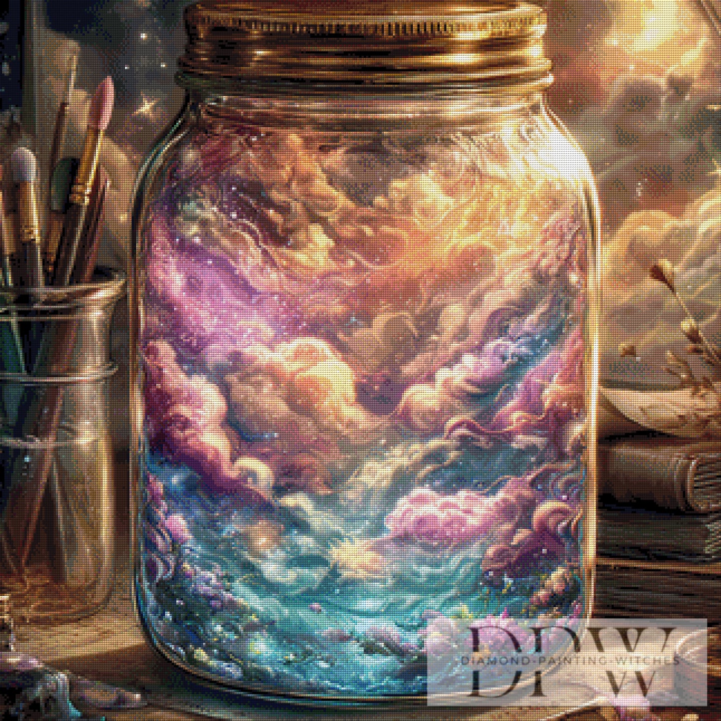 Gefangene Galaxie im Glas by Lisa Morgan 80x80cm mit 270 Farben DPW-037