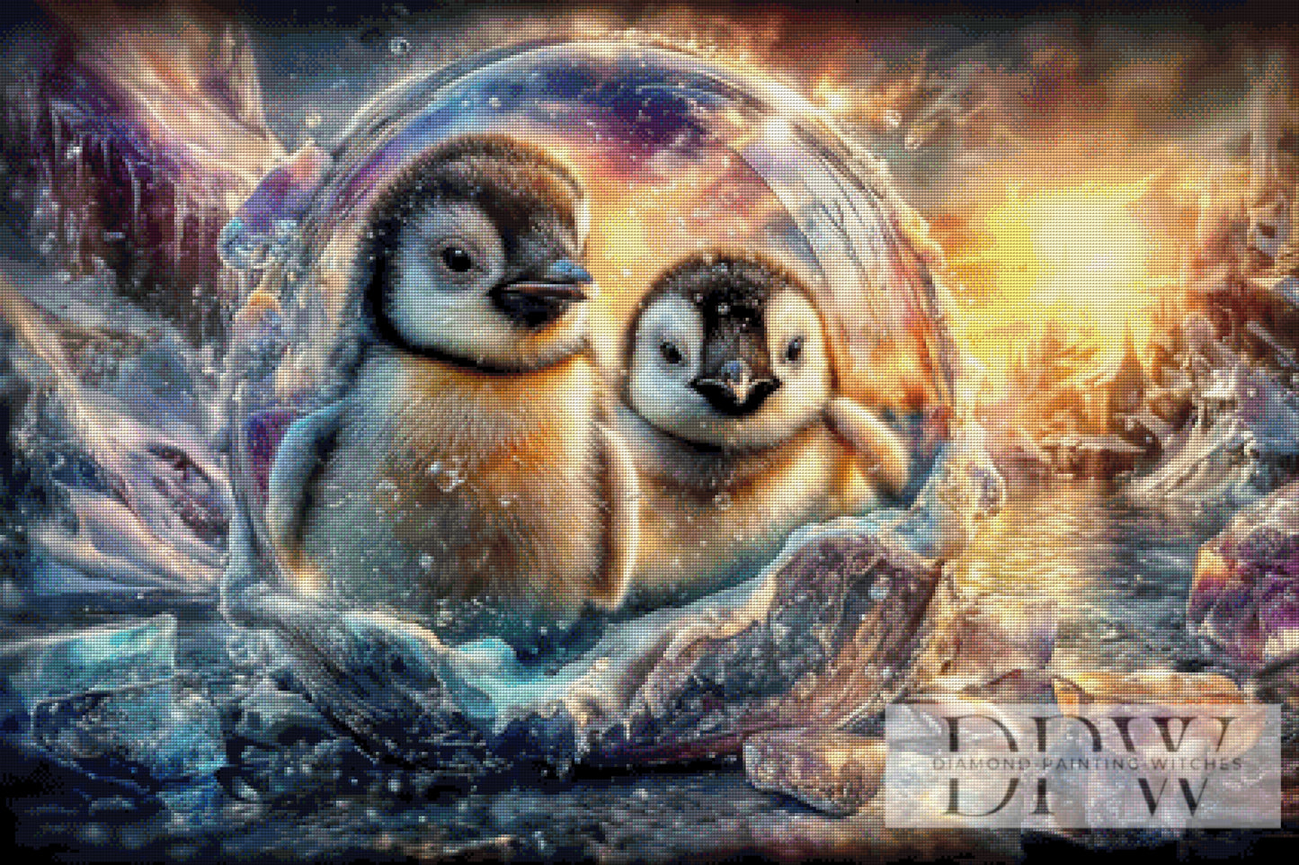 Kugelwelt Pinguine by ellufija 105x70cm mit 240 Farben DPW-761