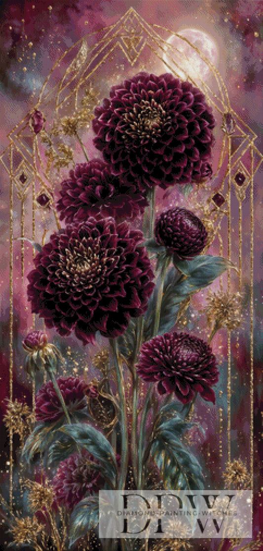 Dahlia meets gold by Pixxel Pics 60x125cm mit 160 Farben DPW-755