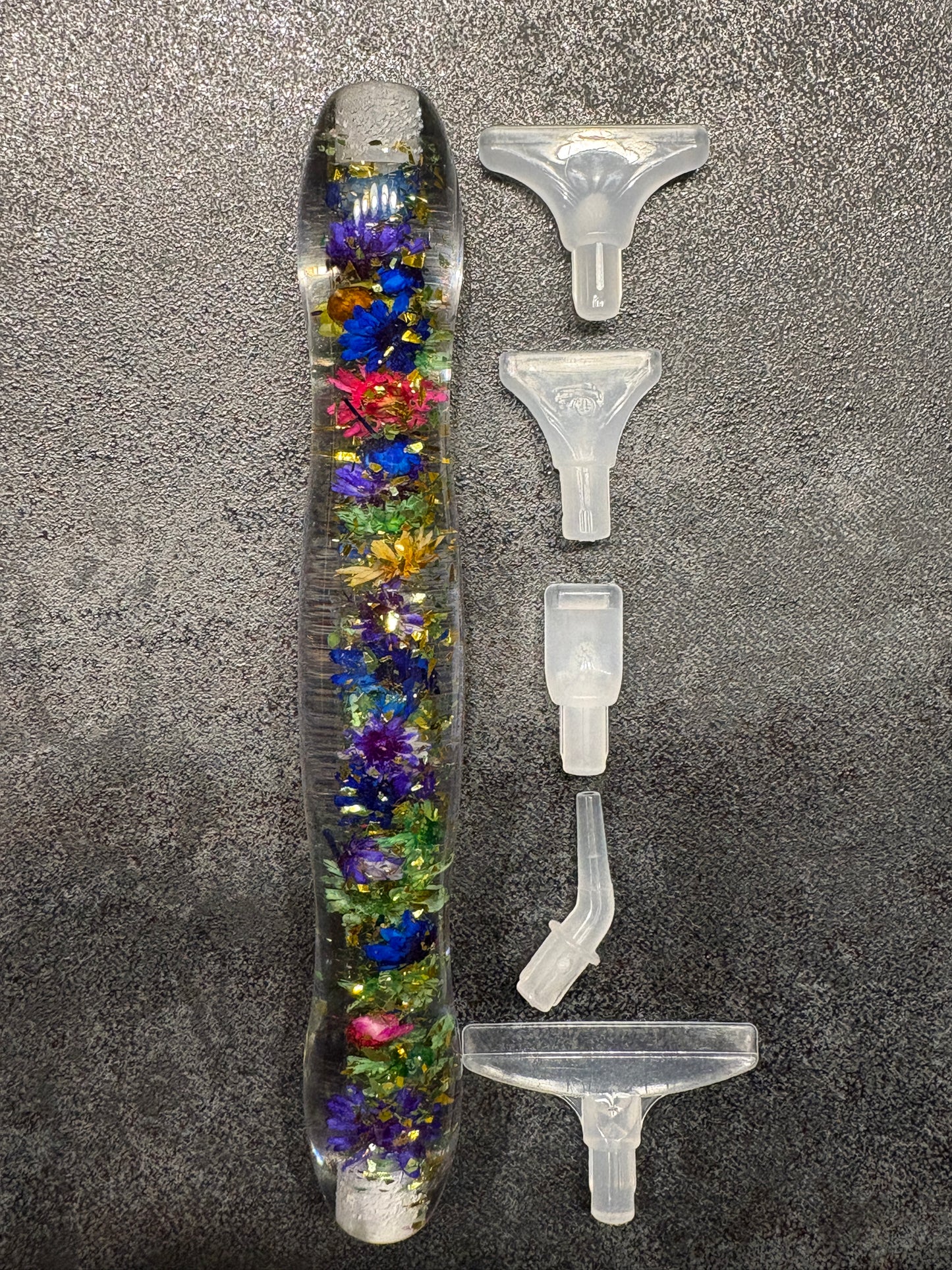 Ergonomischer Painting-Stift aus Resin *Blümchen & Glitzer*