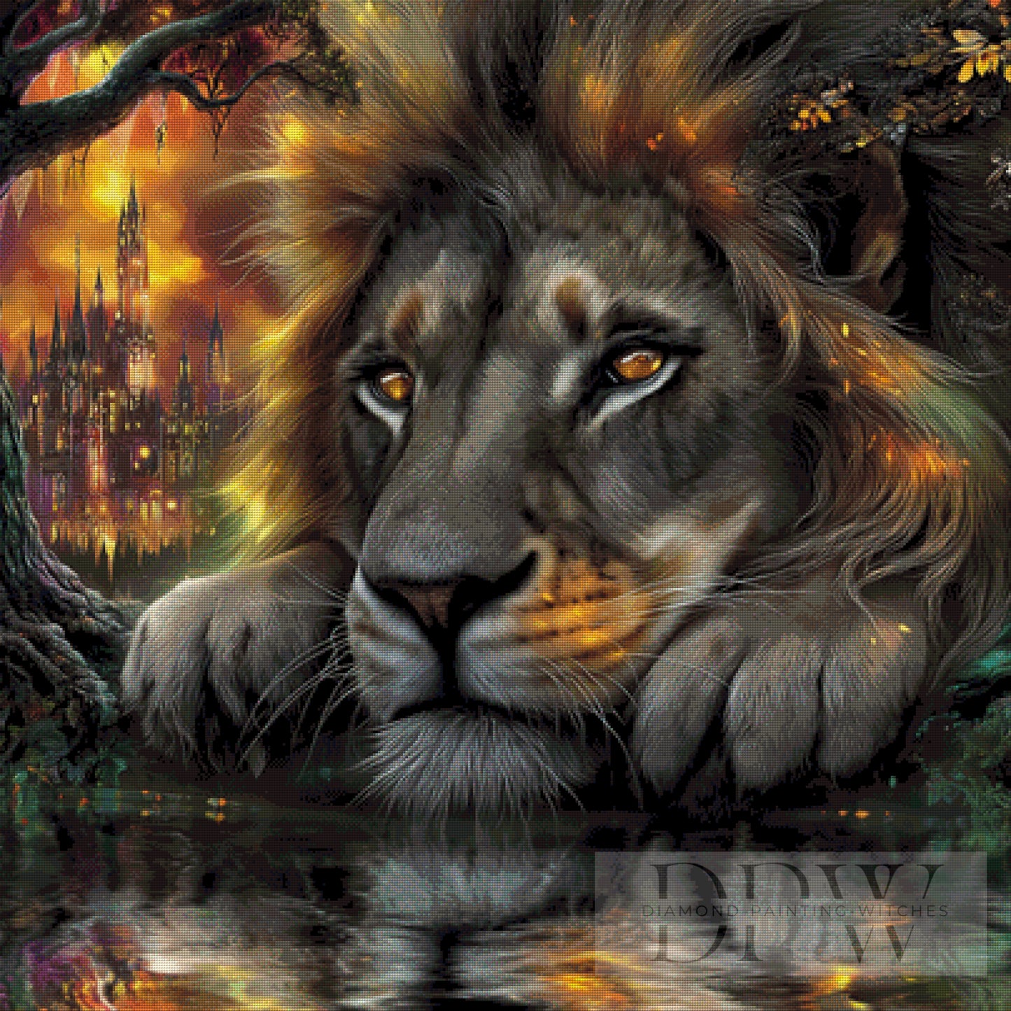 Limited Edition 23 Lion Castle by _Sweet_Loco_AI  100x100cm  190 Farben **SOFORTKAUF** ECKIGE Steine