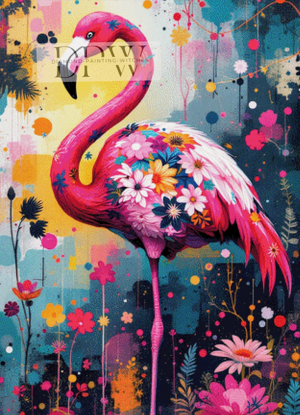 Pink Flamingo by QN ,80x100cm mit 380 Farben DPW-472