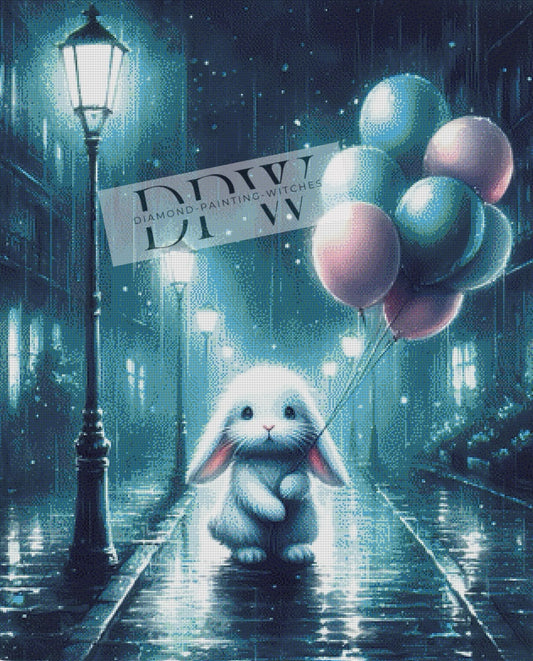 Sad Bunny in Rain by Casalla Vendetta, 80x100cm mit 100 Farben DPW-108