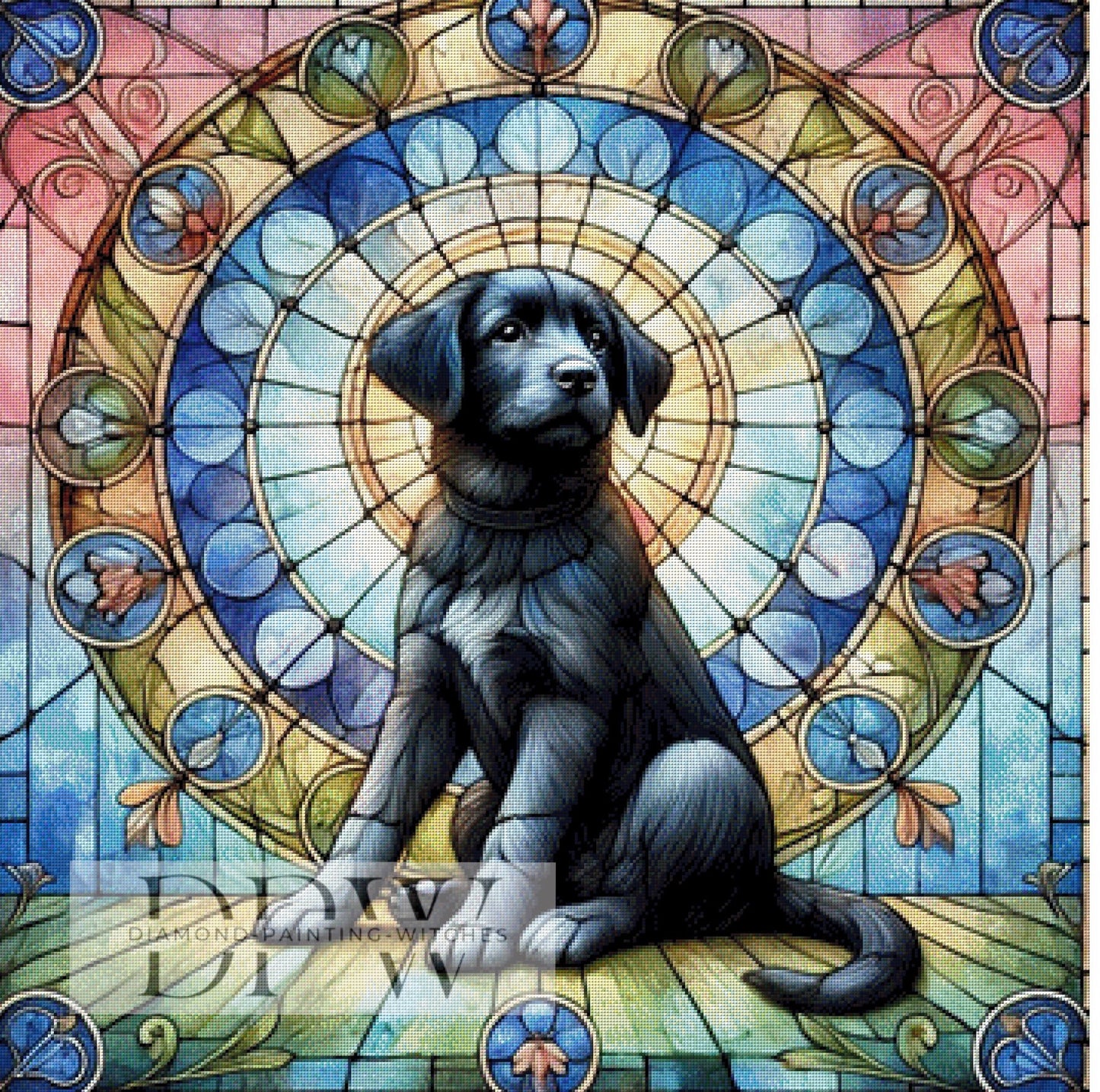 Mosaikglas Hund by CreatiVart, 90x90cm mit 300 Farben DPW-538