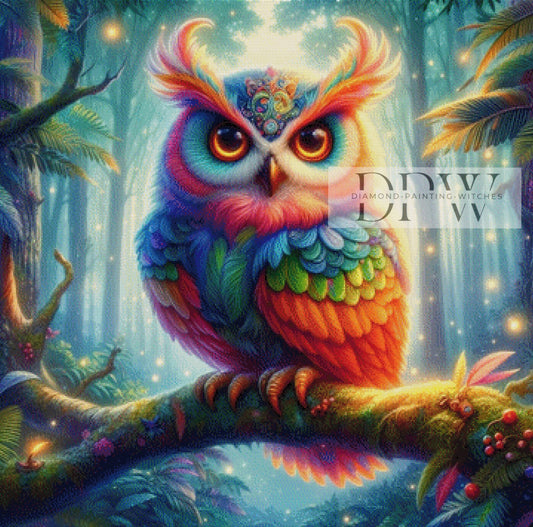 Colorful Owl by Luna ,90x90cm mit 390 Farben DPW-507