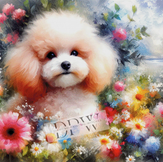 Cute Poodle by Luna, 80x80cm mit 380 Farben DPW-025