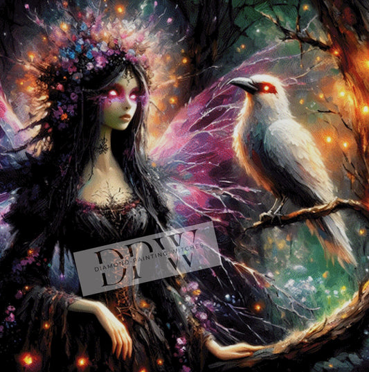 The Witch and her Raven by Luna, 100x100cm mit 350 Farben DPW-026
