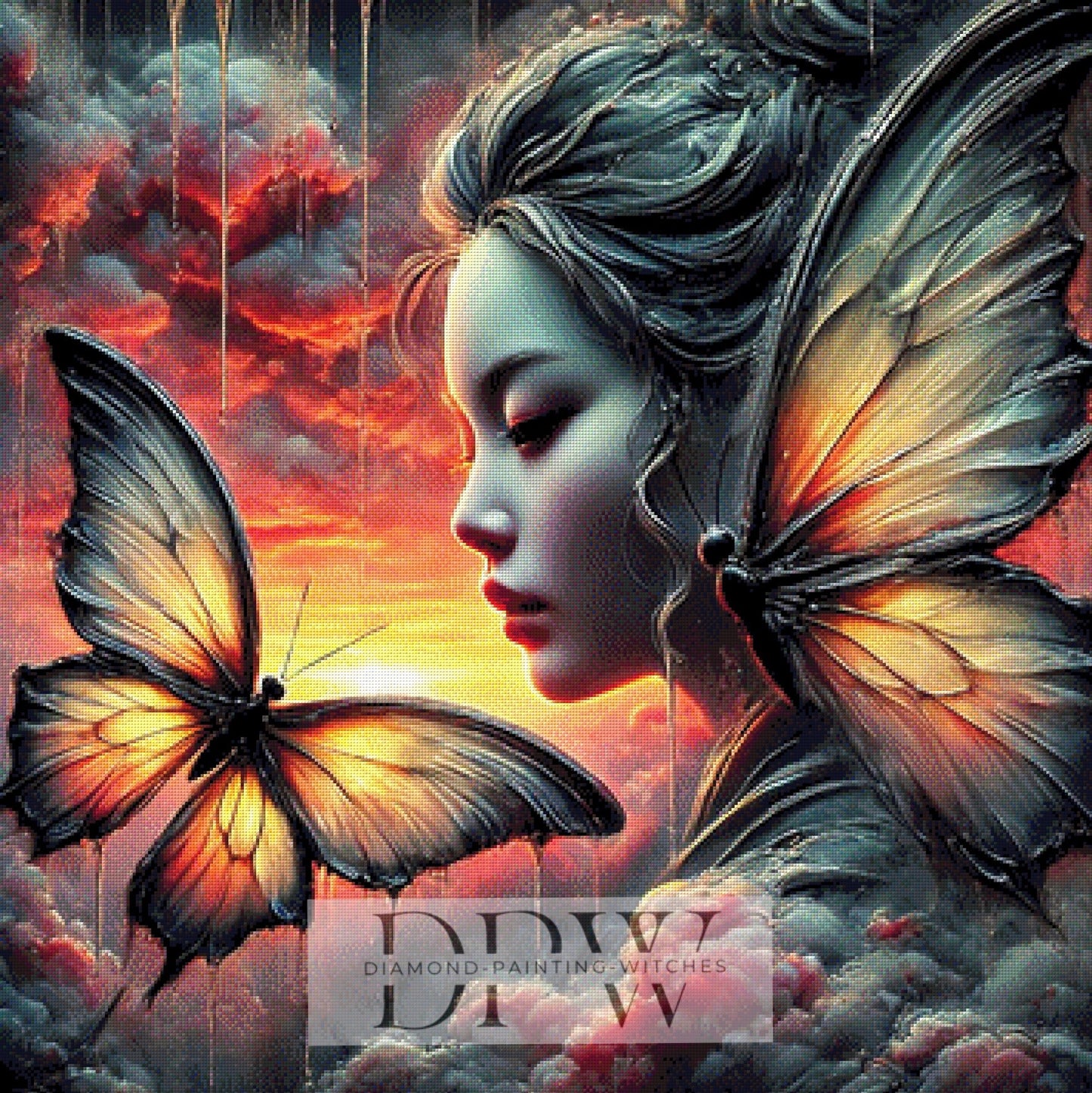 Butterfly Tears by Casalla Vendetta, 90x90cm mit 255 Farben DPW-194