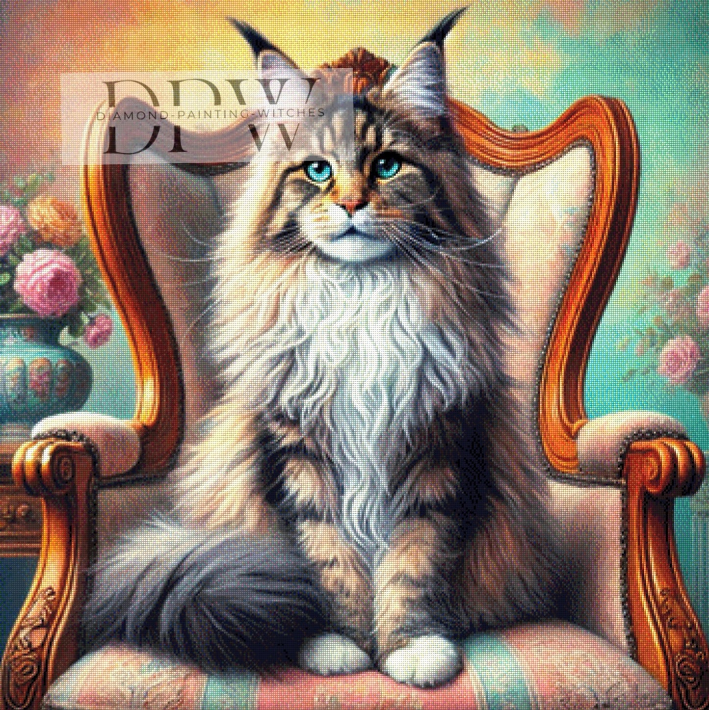 Percy auf dem Sessel by CreatiVart, 90x90cm mit 260 Farben DPW-535